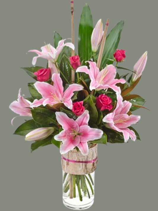 Elegant Oriental Lilies & Roses